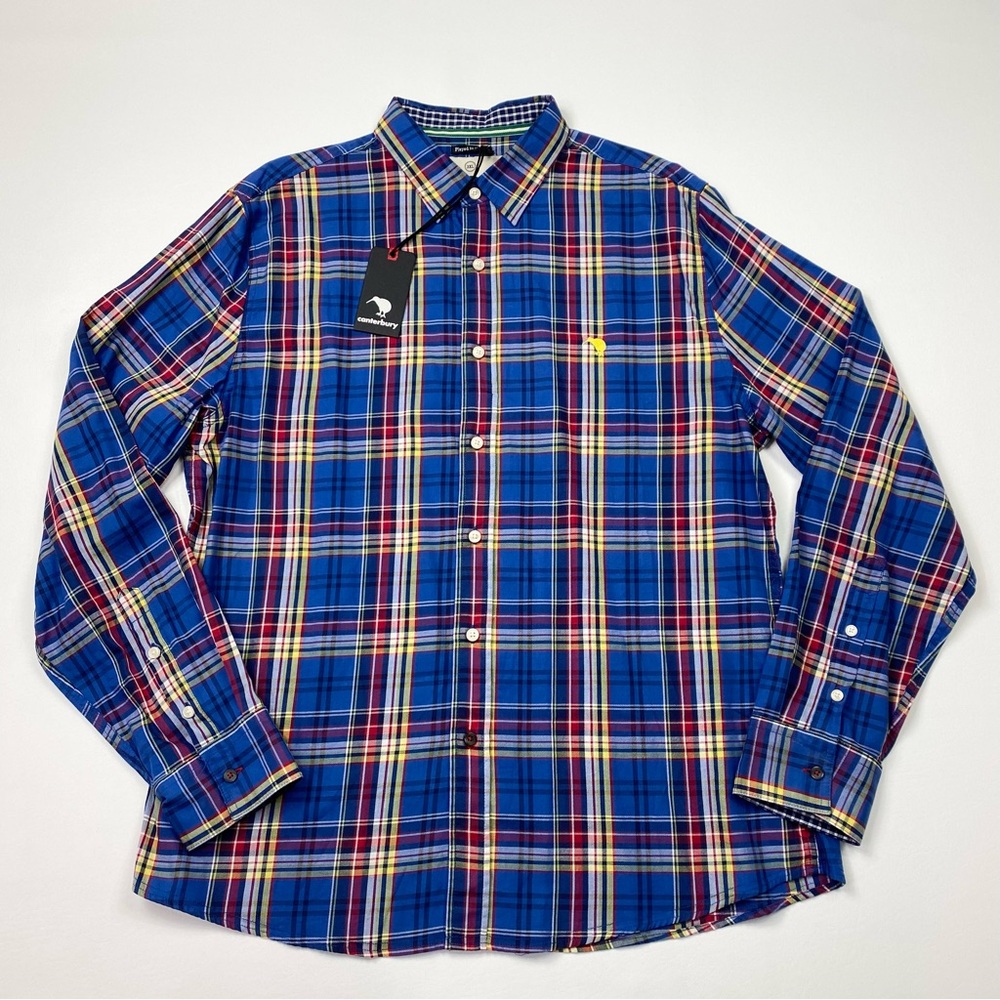 NEW! Men’s Canterbury Long Sleeve Plaid Button Down Shirt Size 3XL W/Tags